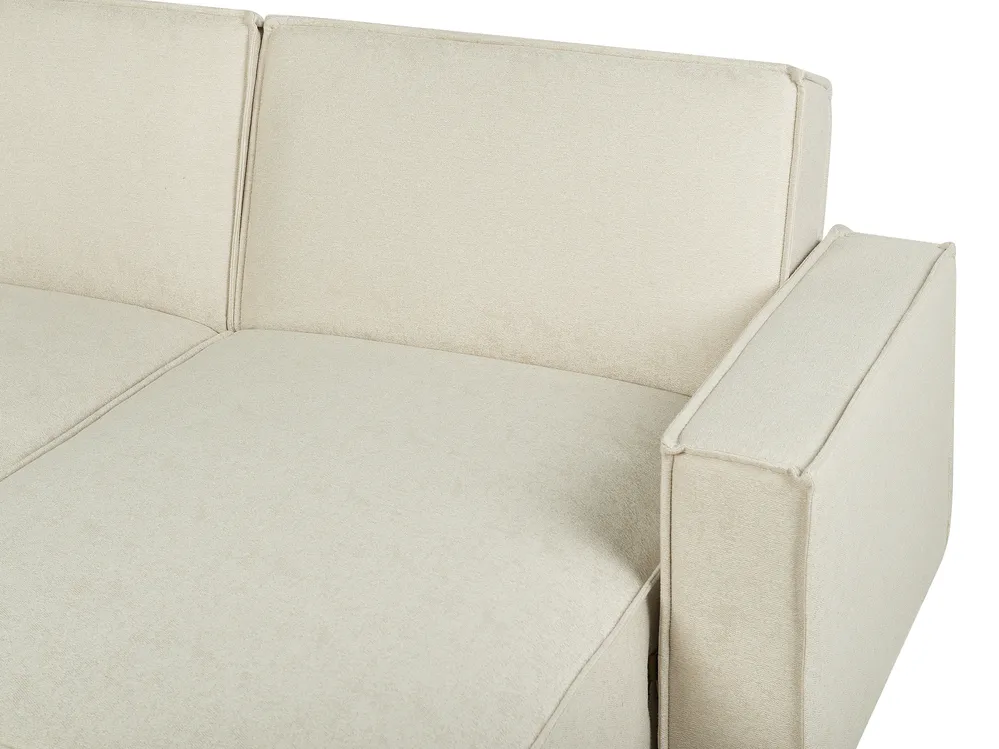 Corner Sofa Bed 3 Seater ROMEDAL Fabric Beige Left Hand_748936