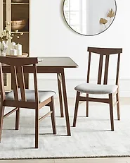 Set of 2 Dining Chairs AVALON Wood Light Grey_1174027