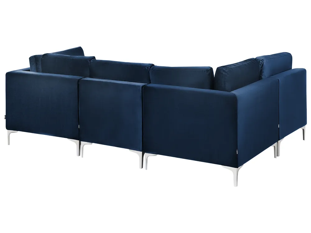 Modul Ecksofa 4-Sitzer EVJA Samtstoff Marineblau rechtsseitig_860029