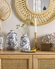 Flower Vase MARONEIA 20 cm Stoneware White_1178236