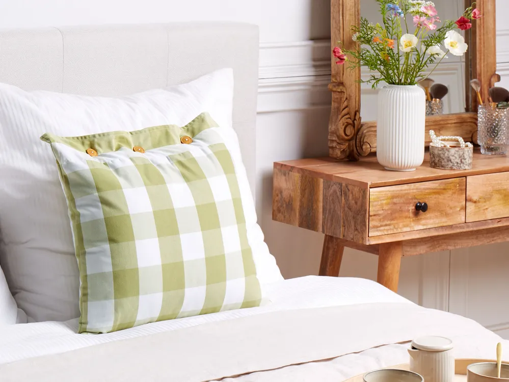 Throw Cushion TAMNINE 45 x 45 cm Light Green Checked_1079675