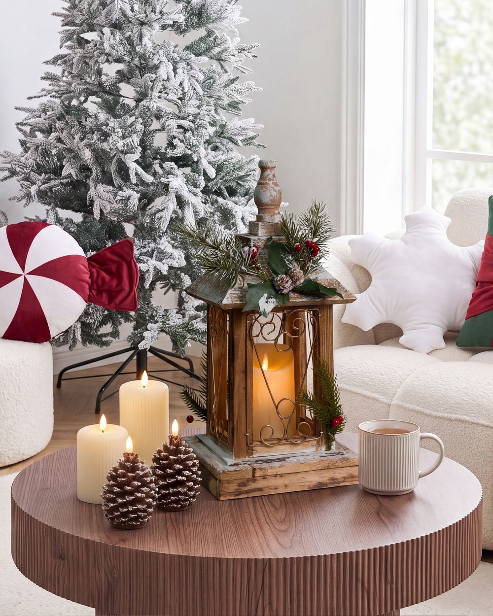 LED Laterne SAIMA 40 cm Weihnachtsmotiv Dunkelbraun