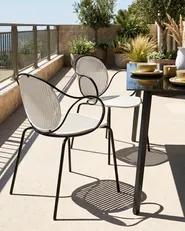 Gartenstuhl 2er Set IKARIA Metall Cremeweiß_1049321