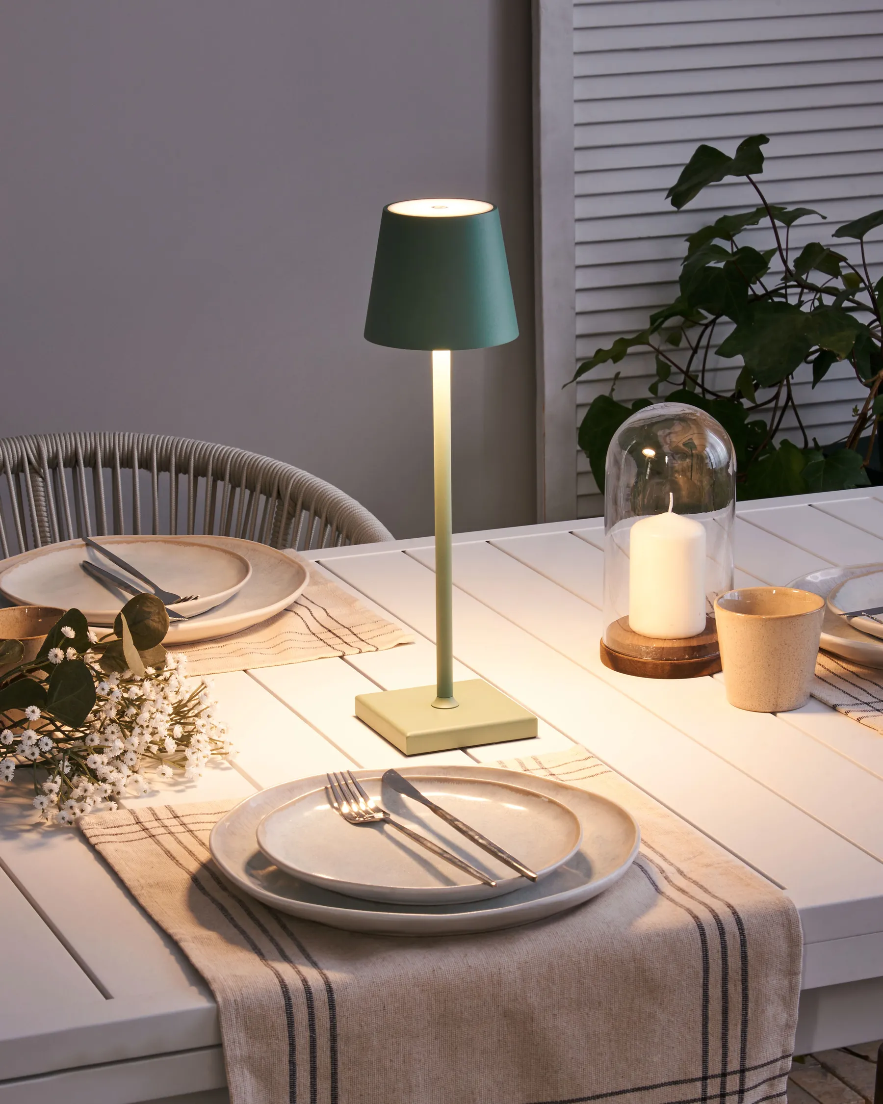 Kabellose LED Tischlampe BACEIRO mit Dimmer Metall Grün_940904