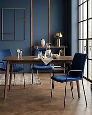 Set of 2 Dining Chairs JEFFERSON Velvet Dark Blue_1179617