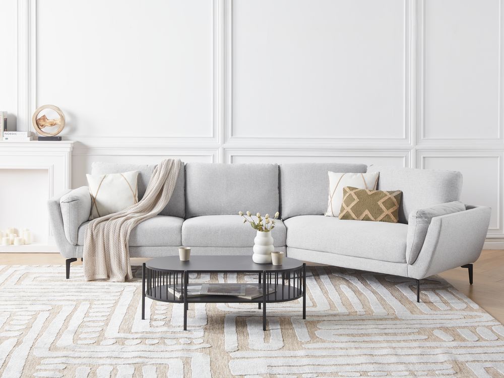Sofa 3 Seater KANSSELI Fabric Light Grey