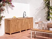Outdoor-Küche 3er Set mit Spüle VENOSA Braun / Schwarz Akazienholz_1155571