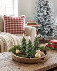 Set of 3 LED Candles VELOURA 16 cm Christmas Tree Green_1085097