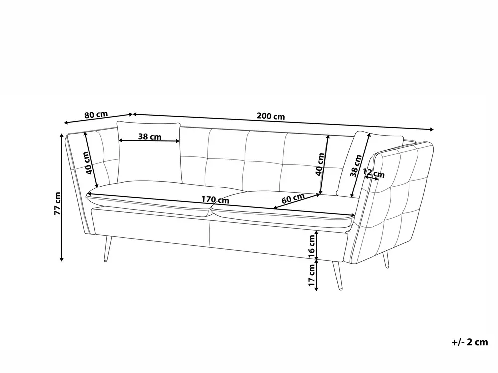 Sofa 3-Sitzer FREDERICA Samtstoff Cremeweiß_965568