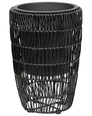 Set mit 2 Blumentöpfen CHELONE 26/34 cm Polyrattan Schwarz_914495