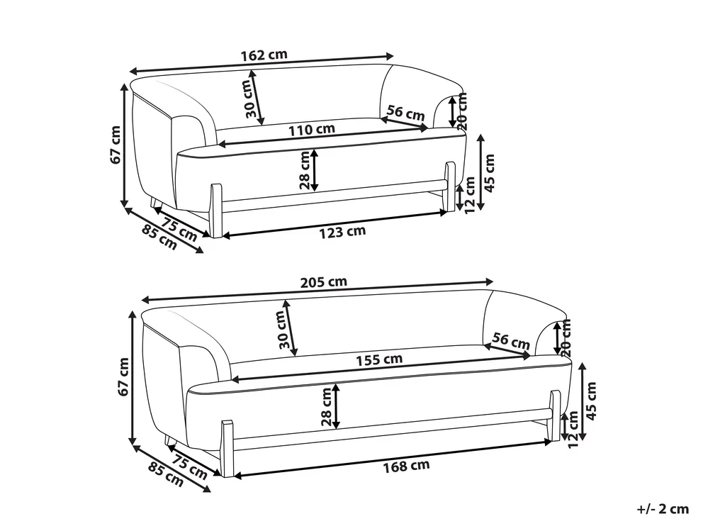 Sofa Set 5-Sitzer ALNOR Chenillegewebe Braun_1019089