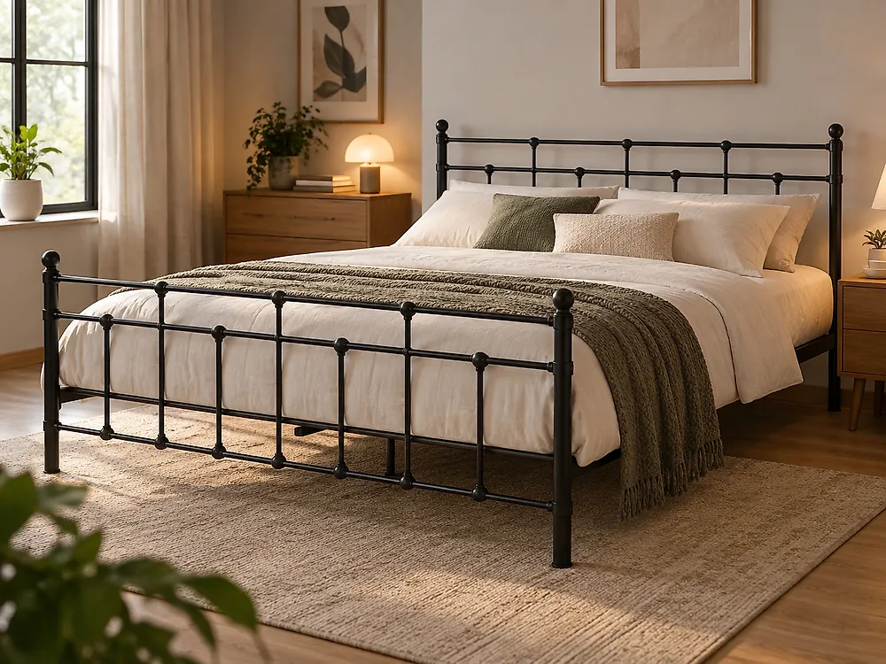 Bed Metal LYNX 160 x 200 cm (EU King Size) Black_806513