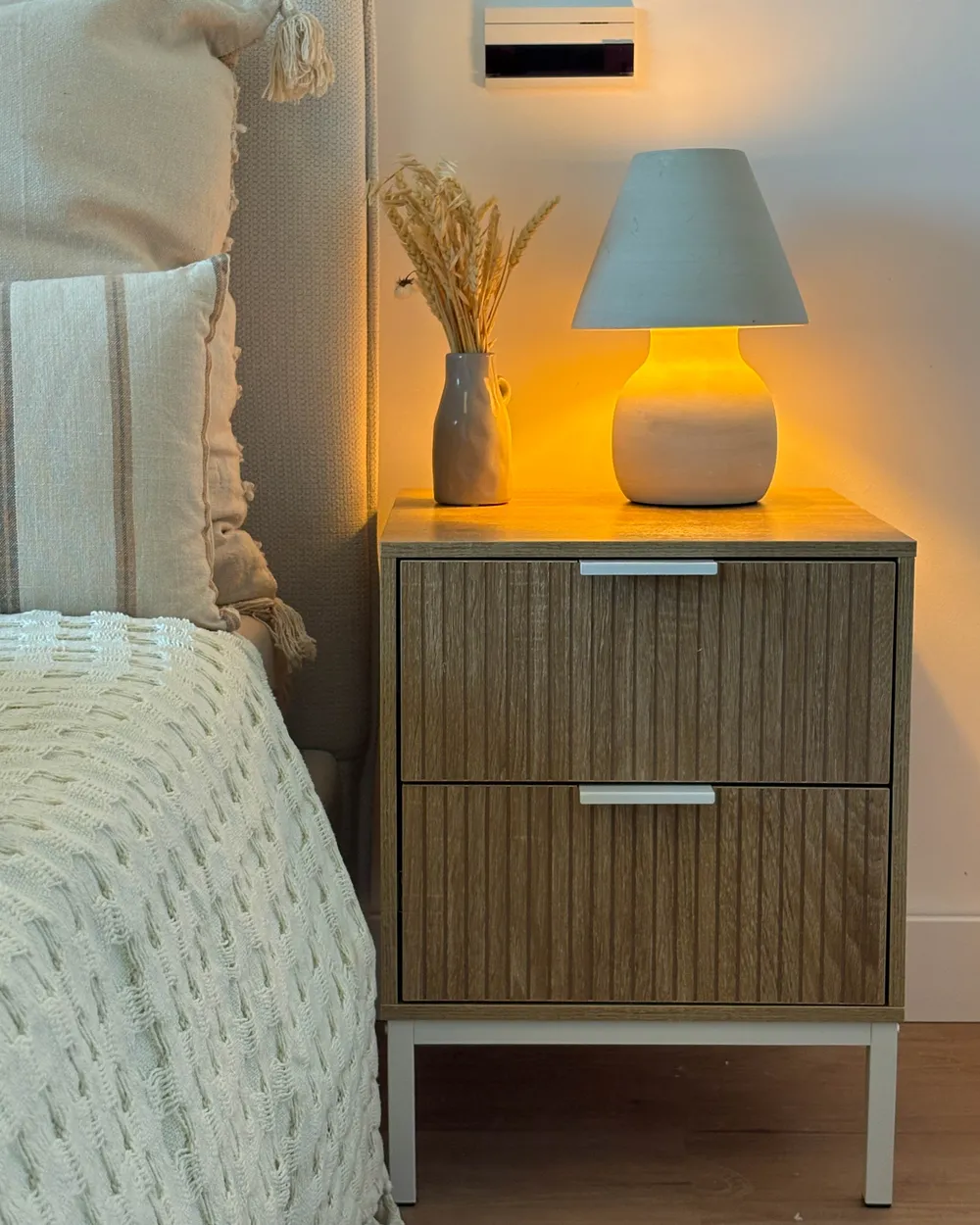 2 Drawer Bedside Table ROYALLA Light Brown_1052528
