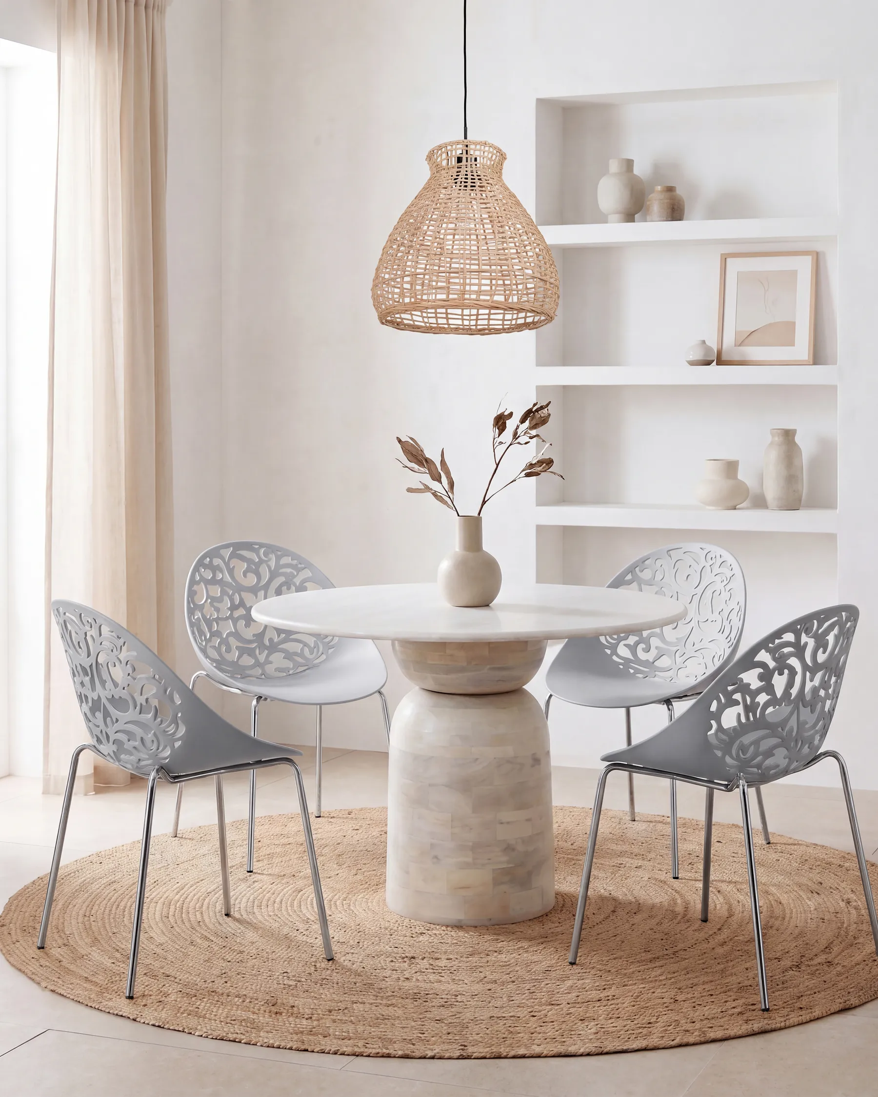 Set of 4 Dining Chairs MUMFORD Light Grey_679349