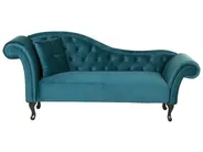 Left-Hand Chaise Longue LATTES Velvet Teal_738672