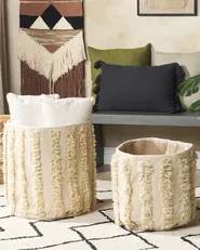 Aufbewahrungskorb 2er Set KAKKI Baumwolle Beige_846390
