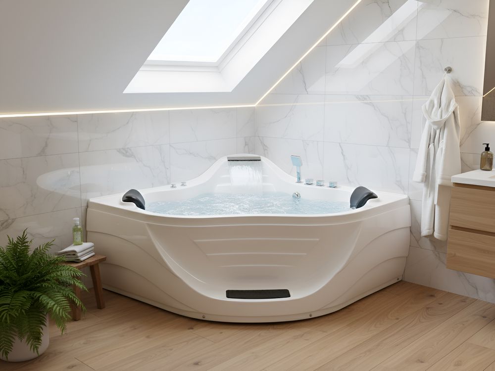 Corner Hot Tub CARTAGENA 2200 x 1600 mm White