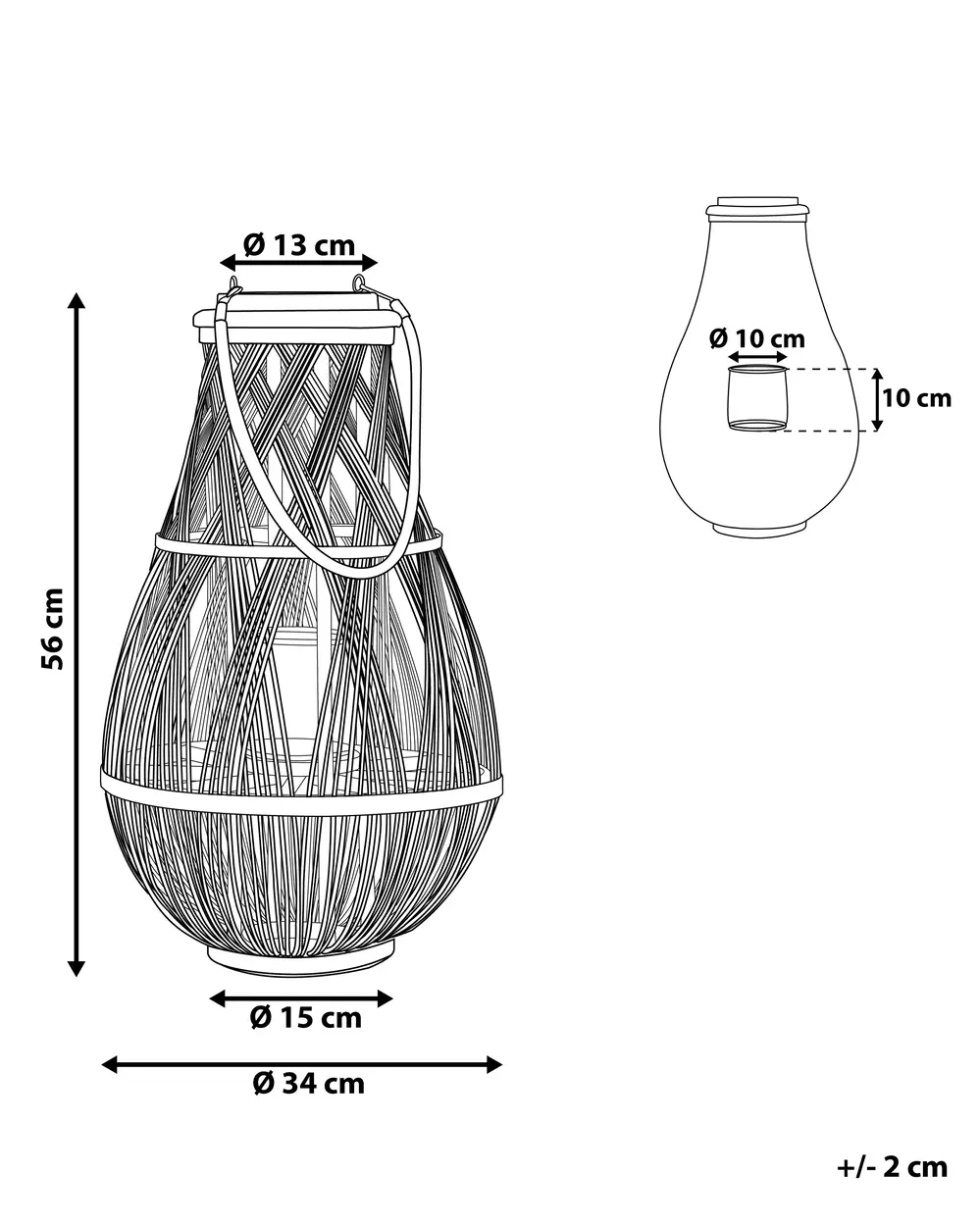 Laterne TONGA 56 cm Bambus Weiß_734898