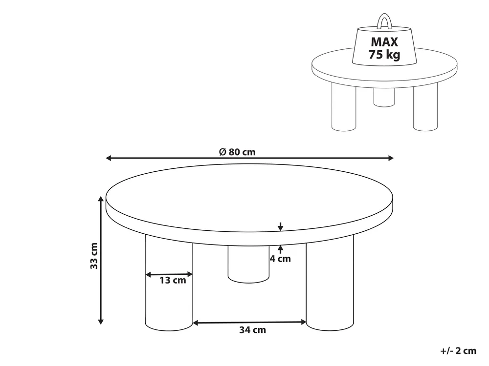 Outdoor Couchtisch VIPITENO 80 cm 80 cm Metall Beige_1094896