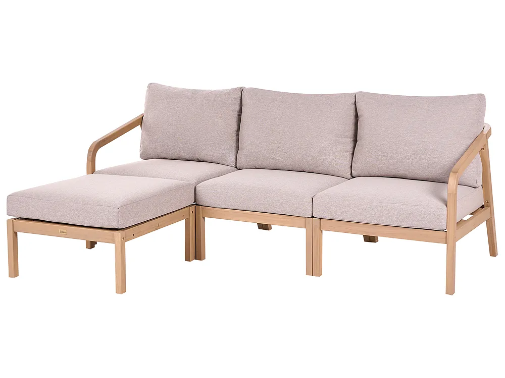 Garden Sofa with Ottoman 3 Seater RIVELLO Acacia Wood Light Brown_1156334