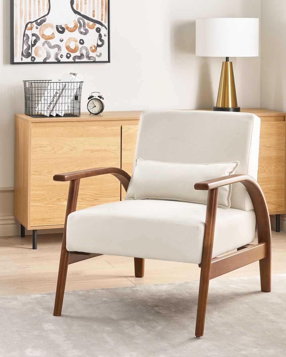 Armchair SKARA Faux Leather Off-White