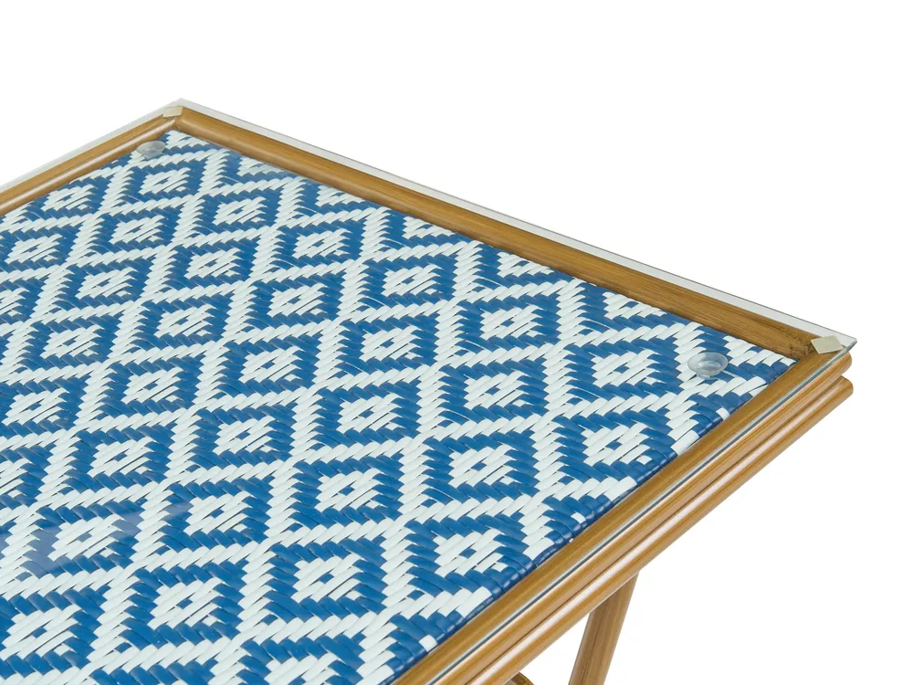 Gartenmöbel Set 4-Sitzer CASPRI Polyrattan Blau / Weiß_1090700