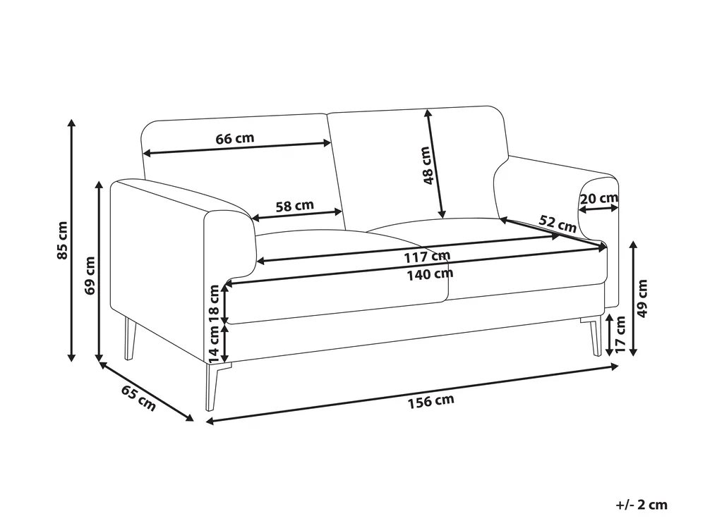 Sofa 2-Sitzer LOUSTO Stoff Braun_1043892