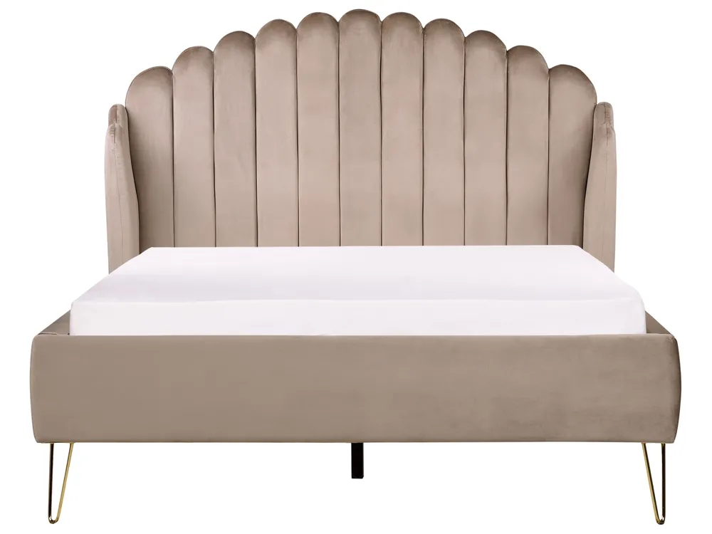 Bed Velvet AMBILLOU 140 x 200 cm (EU Double) Taupe_902459