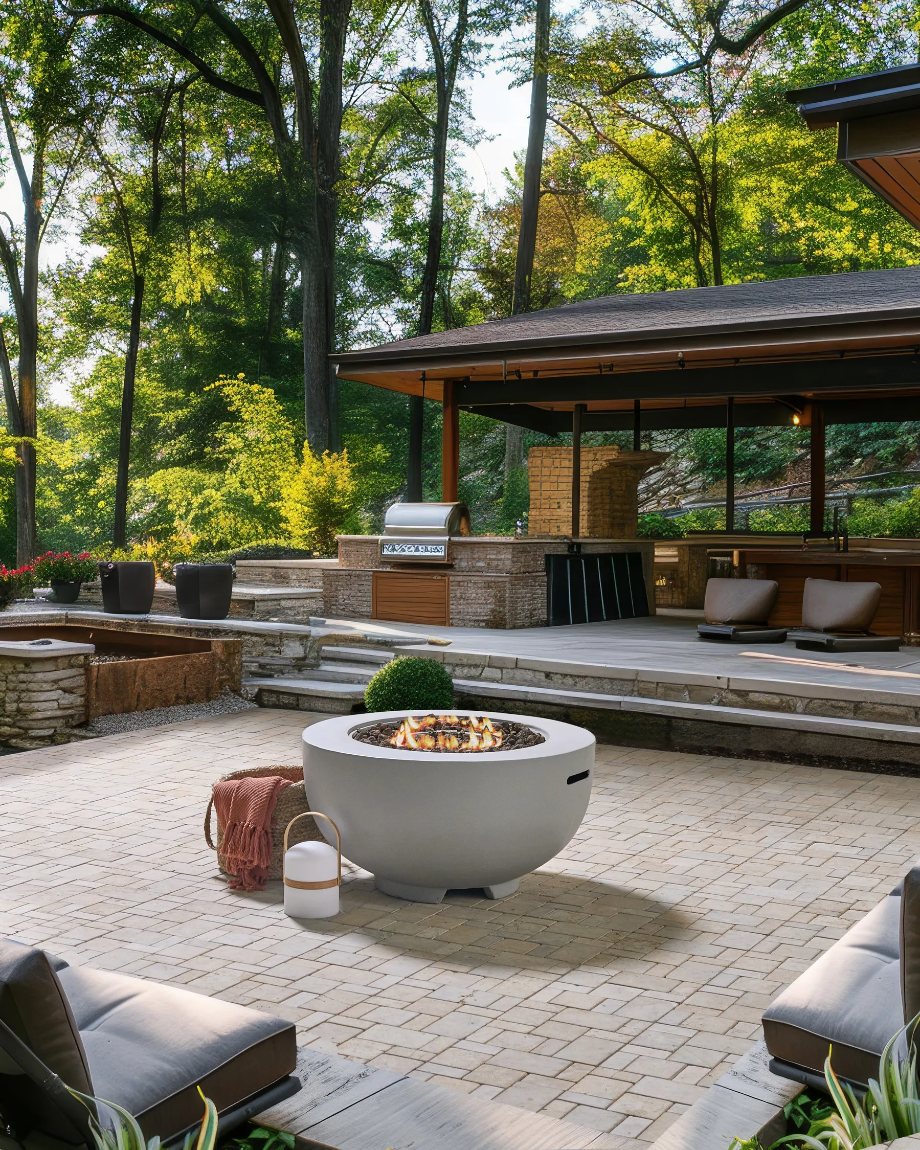 Gas Fire Pit DAISETU Concrete Light Grey_956323