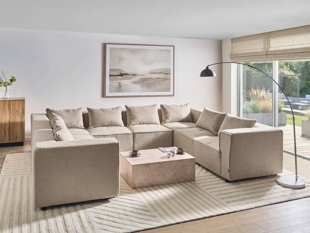 U-förmiges Modulsofa 8-Sitzer AXEBO Bouclé Beige
