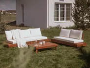 Lounge Set mit Tisch 5-Sitzer MARETTIMO zertifiziertes Akazienholz Cremeweiß_1072127