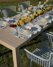 Ausziehbarer Gartentisch ARDESIO 160/220 cm 90 cm Metall Sandbeige_1109990