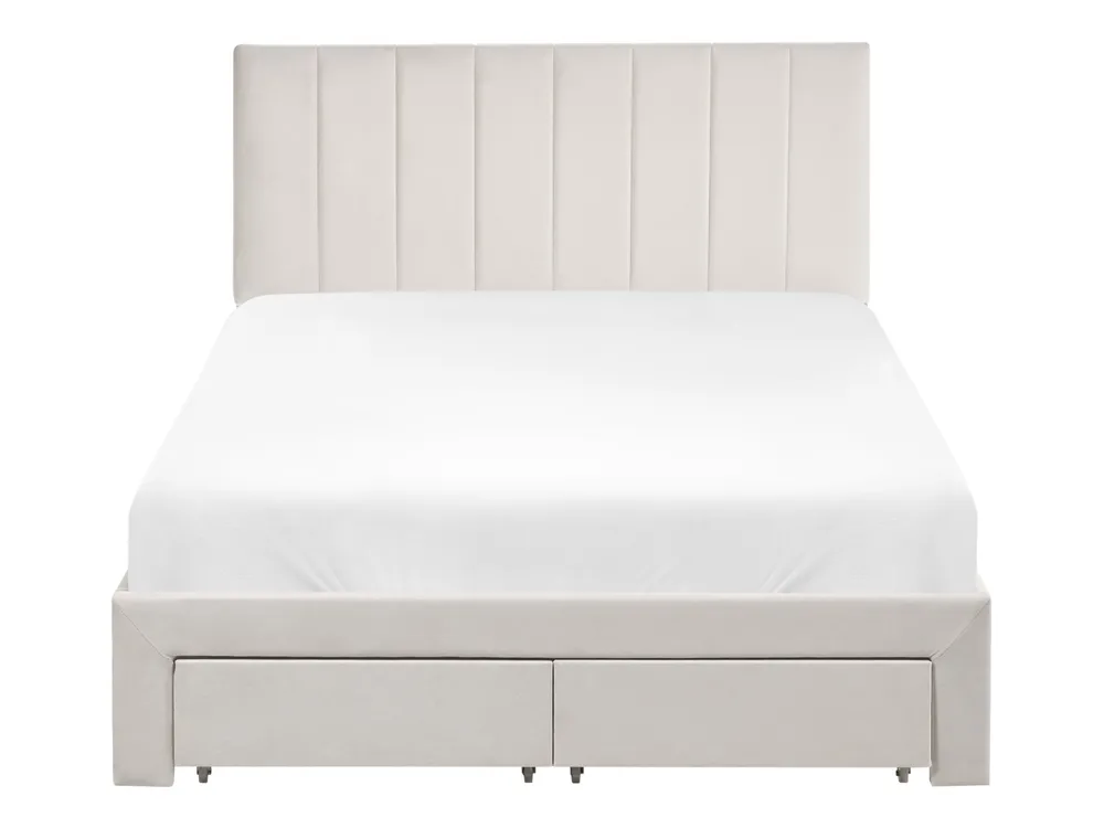 Krevet s ladicama LONZAC Samet Krem bijela 120 x 200 cm_1014743
