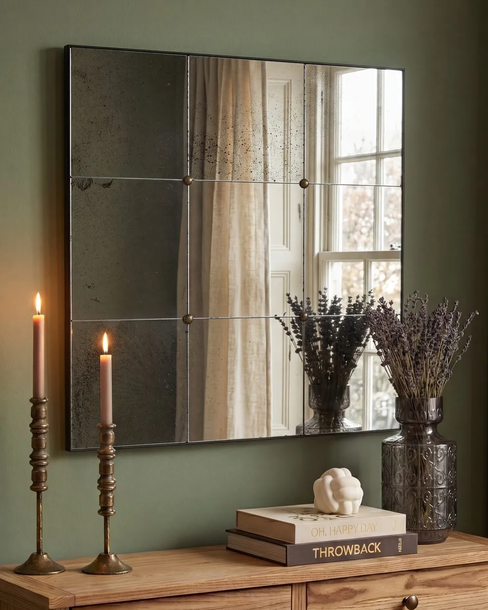 Wandspiegel RIMONT 80 cm 80 cm Glas Schwarz