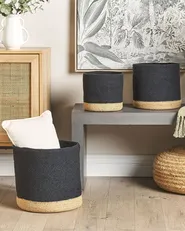 Set of 3 Baskets BASIMA Cotton Black_846449