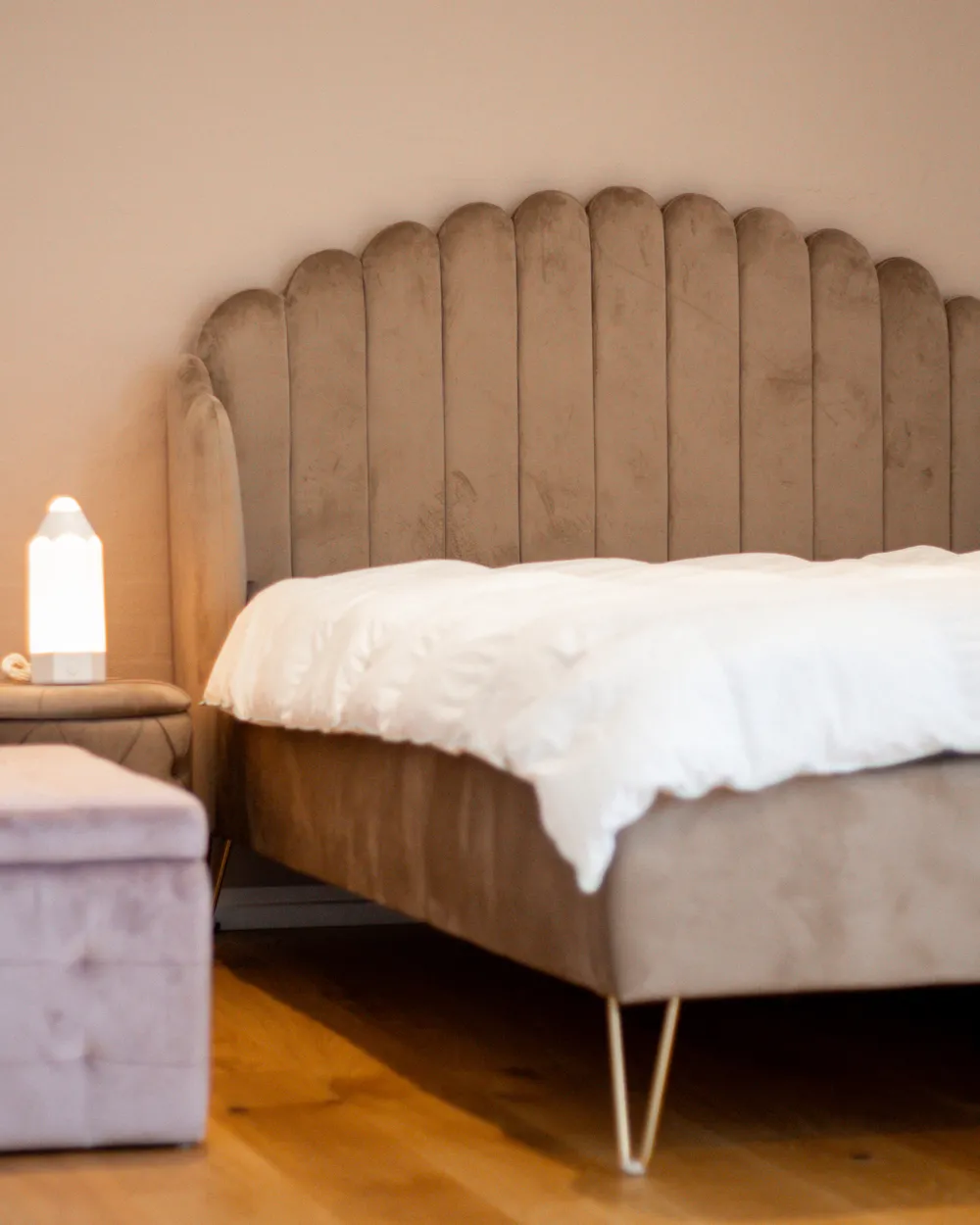 Bed Velvet AMBILLOU 140 x 200 cm (EU Double) Taupe_1052779