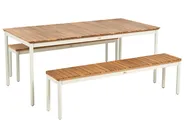 Garden Dining Set with Benches 6 Seater CORRICELLA Acacia Wood Brown_1125053