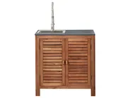 Outdoor-Küchenschrank mit Spüle BRUCOLI Braun / Silber Akazienholz_1002043