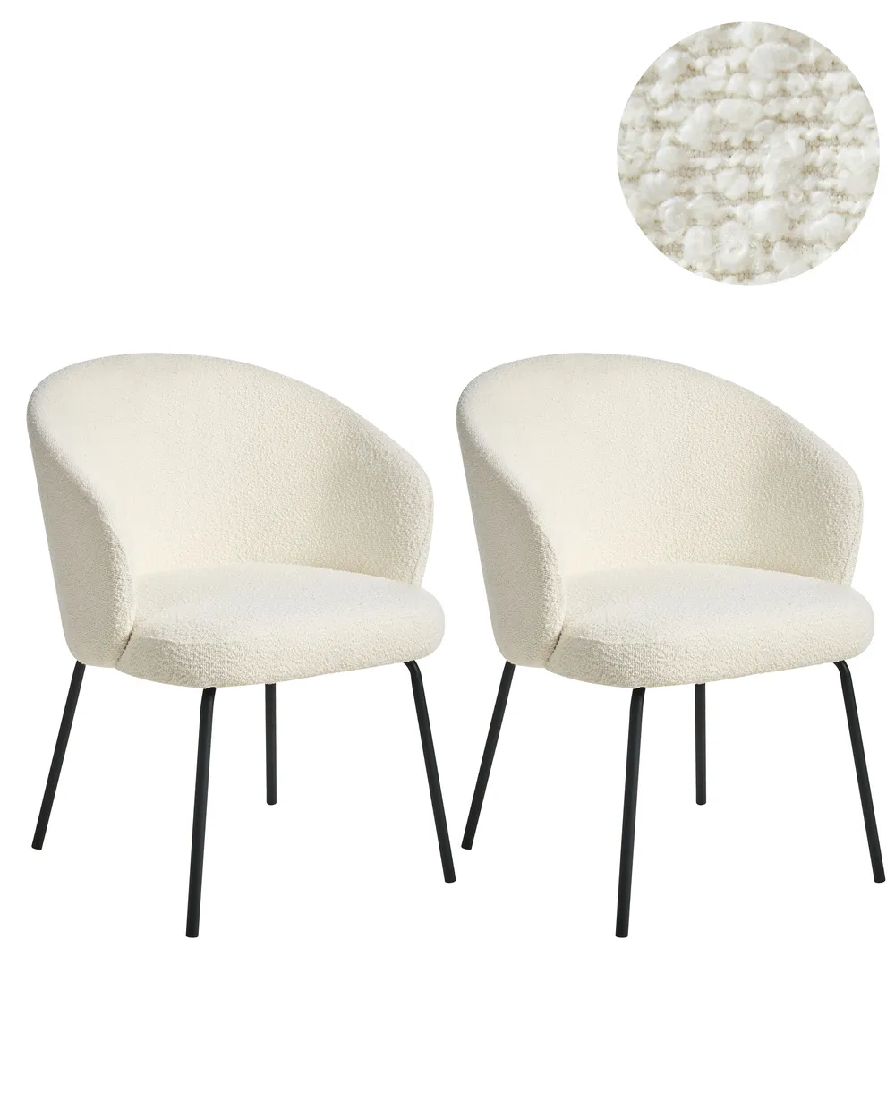 Set of 2 Dining Chairs LUDDEN Boucle Light Beige