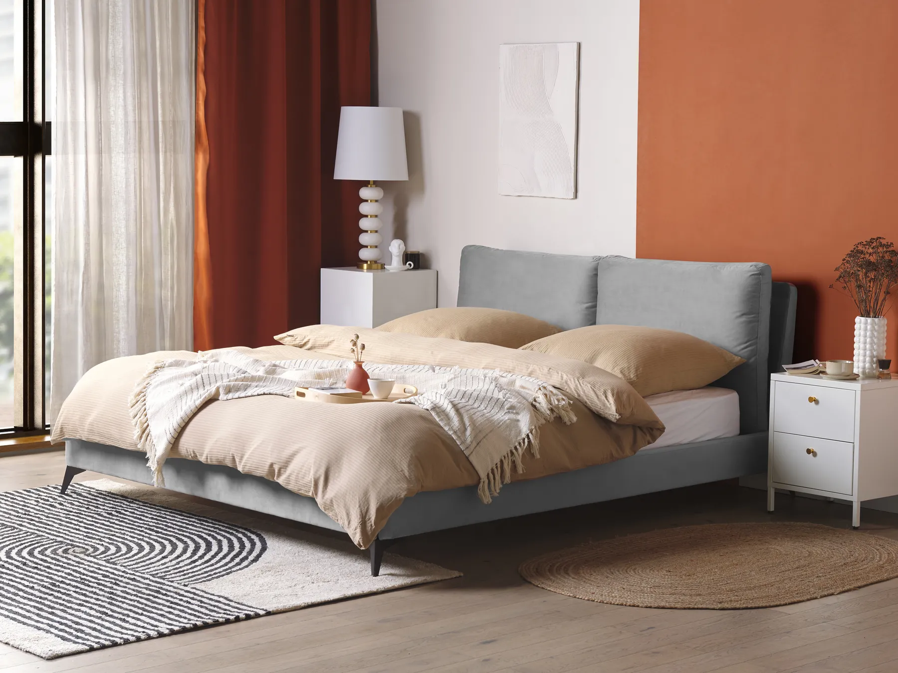 Bett mit Lattenrost Samtstoff MELLE 180 x 200 cm Grau_829863