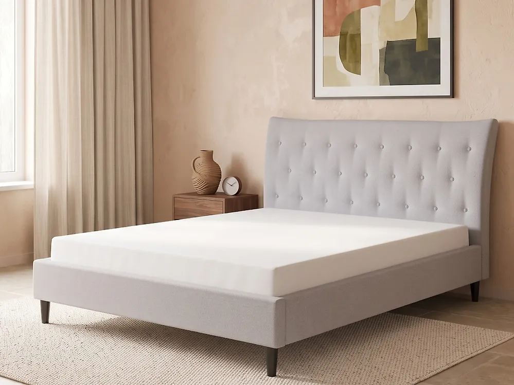 Bett mit Lattenrost Stoff SAVERNE 160 x 200 cm Hellgrau_1182311