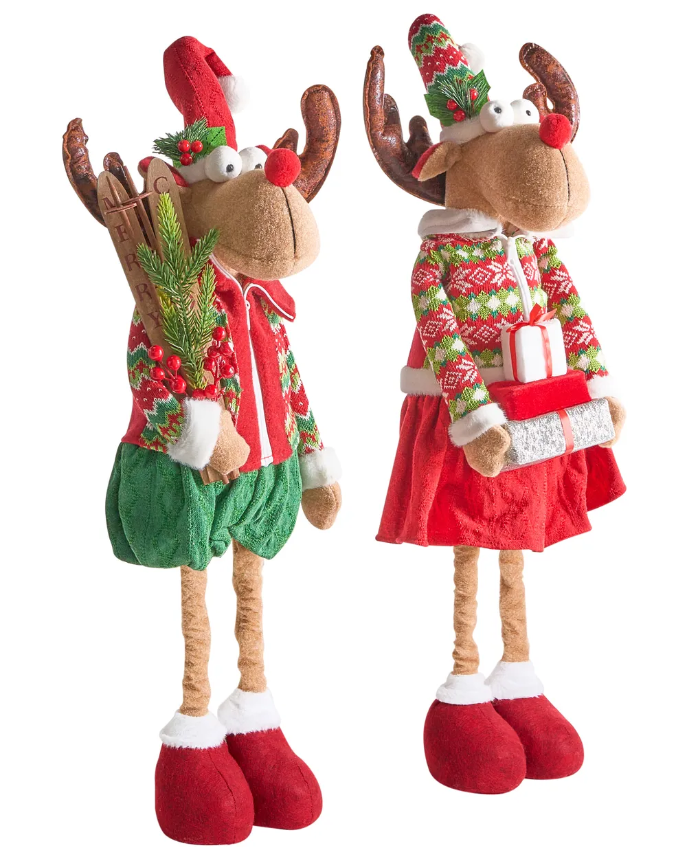 Weihnachtsdekoration 2er Set ULDALSANA 66-95 cm Rentier Bunt