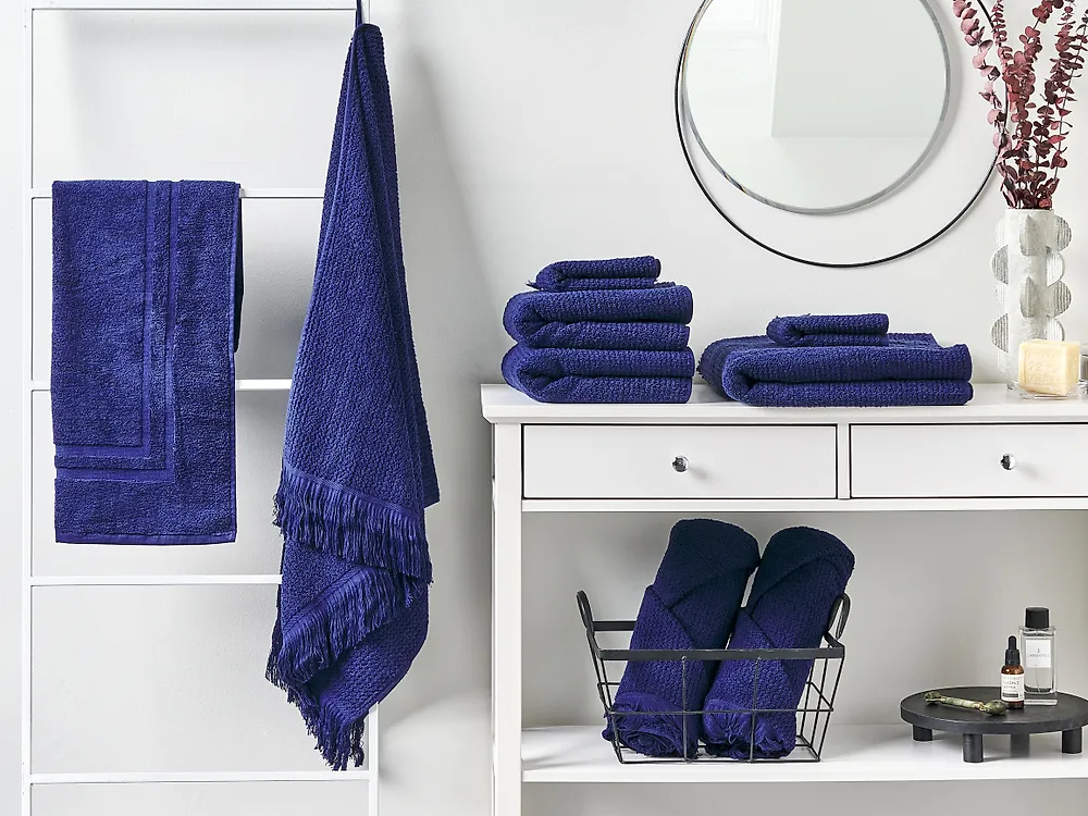 Set of 9 Towels ATIU Terry Cotton Navy Blue_1185092