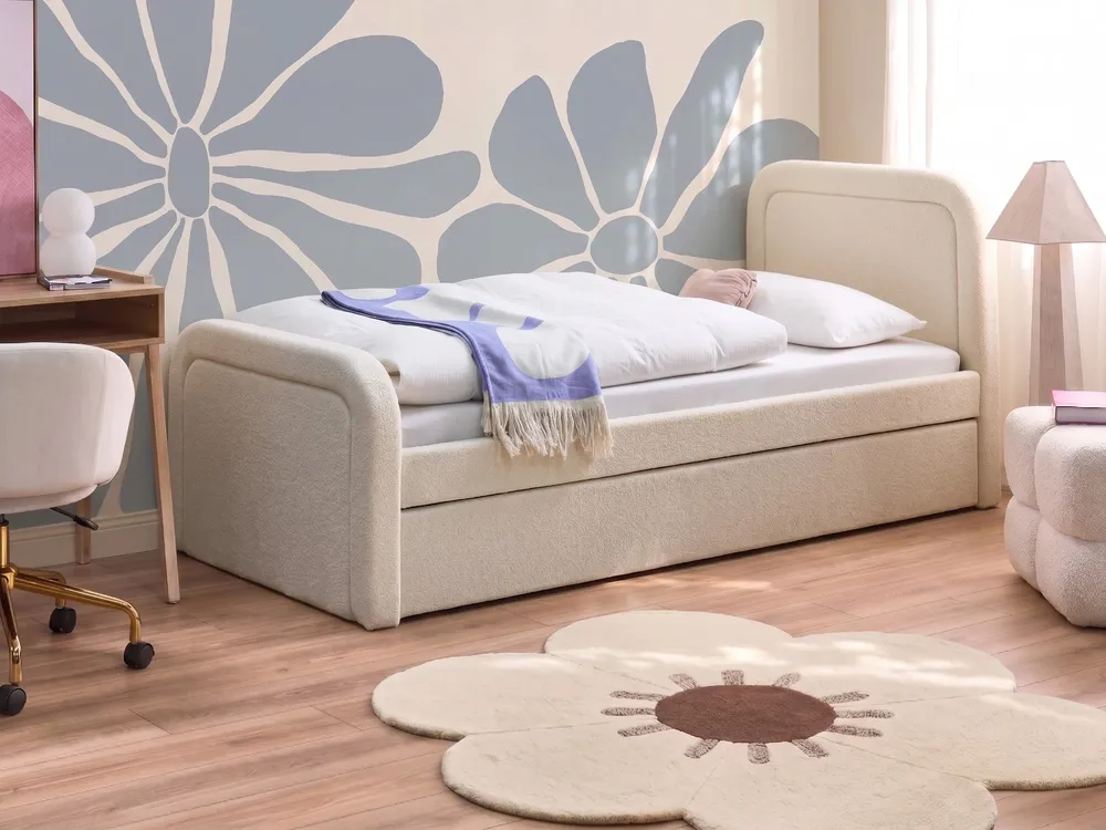 Trundle Bed Boucle RAYSSAC 90 x 200 cm (EU Single) Light Beige_1081091