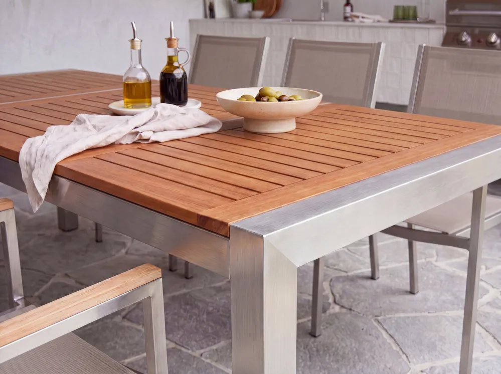 Garden Dining Set 8 Seater GROSSETO Eucalyptus Wood Brown/ Beige_1106720