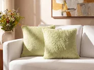 Dekokissen 2er Set PILEA 45 x 45 cm Webpelz Hellgrün Ohne Muster_839904
