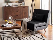 Kutijasta sofa za jednu osobu FARRIS Tkanina Crni_1149422