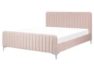 Bett mit Lattenrost Samtstoff LUNAN 160 x 200 cm Pastellrosa_803503