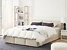 Bett mit Stauraum BOUSSE Samtstoff Hellbeige 140 x 200 cm