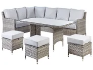 Garden Lounge Set with Table and Ottoman 9 Seater LACONA PE Rattan Light Grey Right Hand_918360